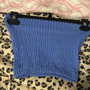 Blue Smocked Tube Top